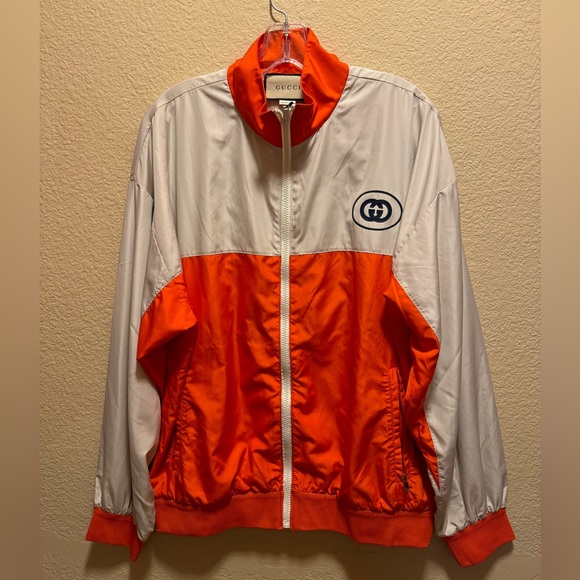 New Gucci GG Logo Zipper Windbreaker Jacket Size M - Picture 13 of 13
